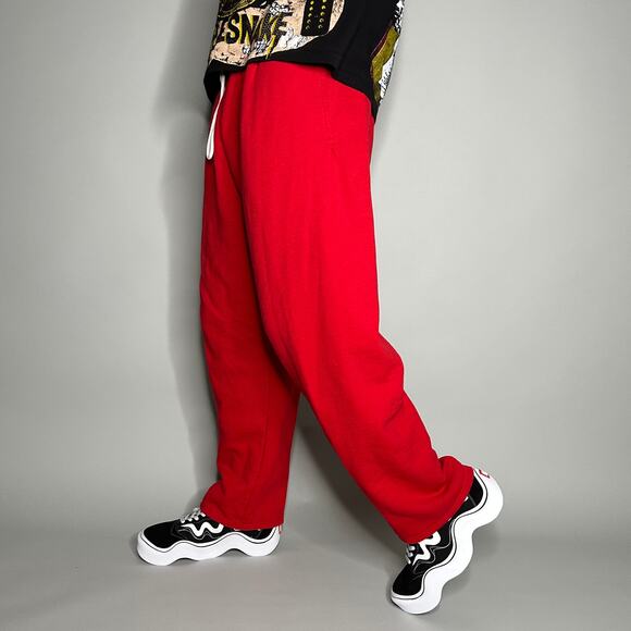 Fruit of the Loom Other - Vintage Y2K FOTL Sweatpants Mens L Baggy Wide Leg Fit Crimson Red Cotton